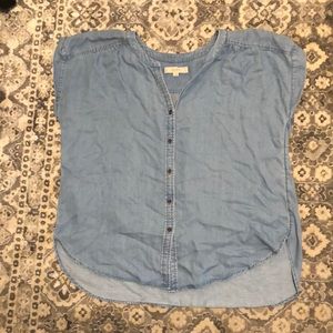 Button down denim blouse loft size xl womens